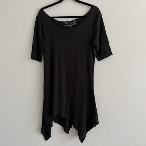 Threads 4 Thought Black Knit Shirt Dress Women XL Asymmetrical Dark Fairy Grunge